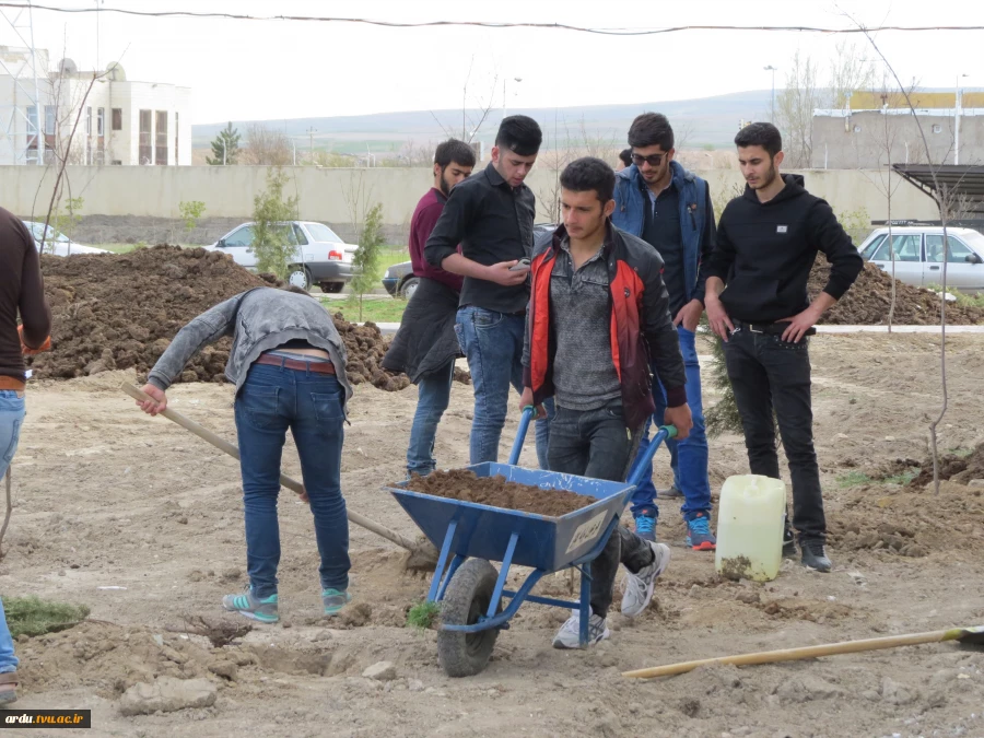 درختکاری محوطه آموزشکده توسط دانشجویان