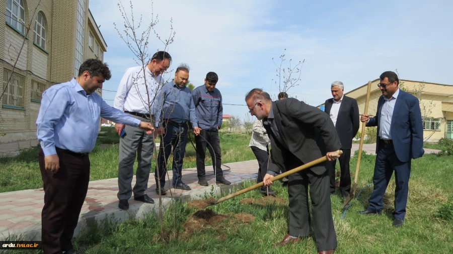 آیین کاشت ۴۰ اصله نهال آلبالو در محوطه آموزشکده فنی و حرفه ای پسران اردبیل برگزار شد 3