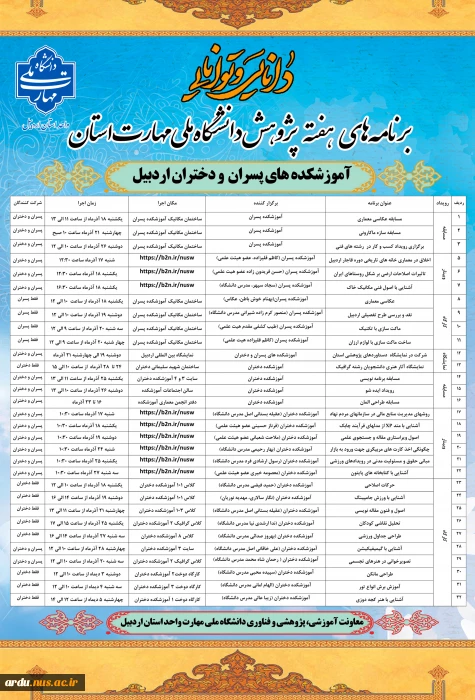 برنامه های هفته پژوهش و فناوری در دانشگاه ملی مهارت واحد استان اردبیل