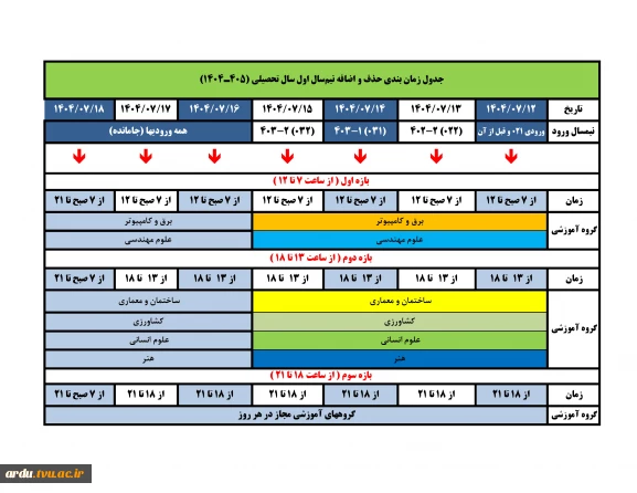 جدول حذف و اضافه-1-1404